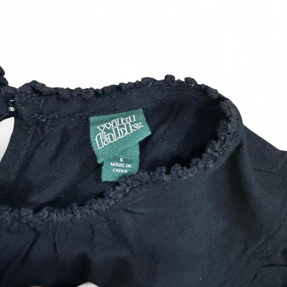 Black ruffle dress with flutter cap sleeves and ruffle hem size small - Picture 4 of 8